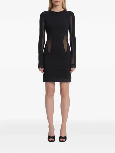 Attico Tailored Mini Dress With Tulle Inserts In Black