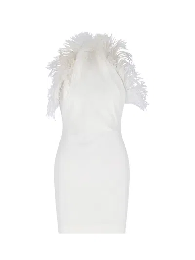 Attico Mini Feather Dress In White