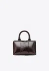Attico Mini Friday Crackled Leather Handbag In Brown