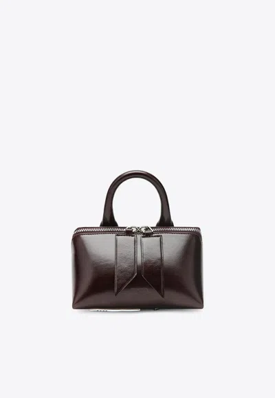Attico Mini Friday Crackled Leather Handbag In Green