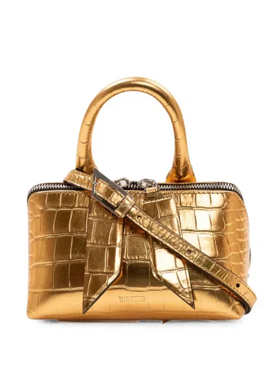 Attico Mini Friday Crocodile-effect Tote Bag In Pink