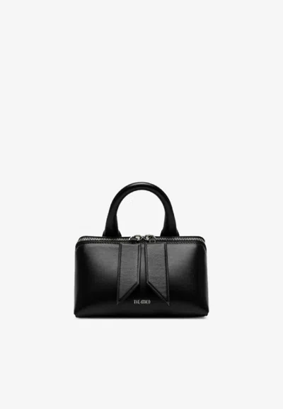 Attico Mini Friday Leather Top Handle Bag In Black