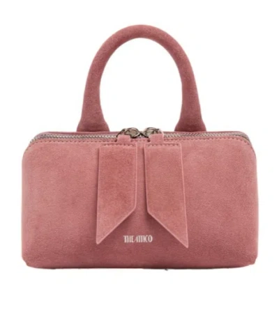 Attico Mini Friday Suede Top Handle Bag In Pink