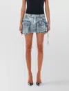 Attico Distressed Miniskirt With Multi-pocket Design And Belt Loops In Blue