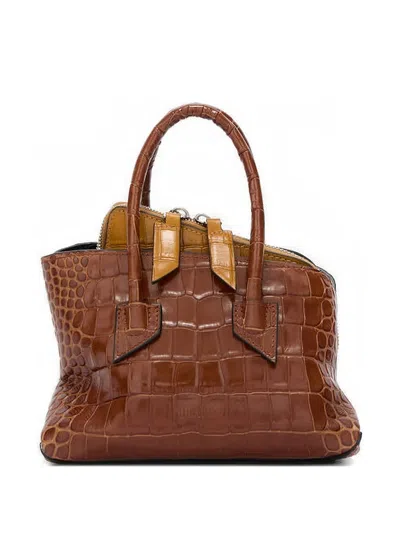 Attico Mini La Passeggiata Asymmetric Tote Bag In Brown