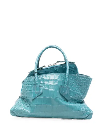 Attico Mini La Passeggiata Croc-effect Tote Bag In Purple