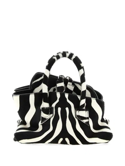 Attico Mini La Passeggiata Zebra-pattern Tote Bag In Black