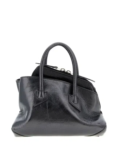 Attico Mini La Passeggiata Embossed-logo Tote Bag In Black