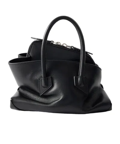 Attico Mini La Passeggiata Embossed-logo Tote Bag In Black