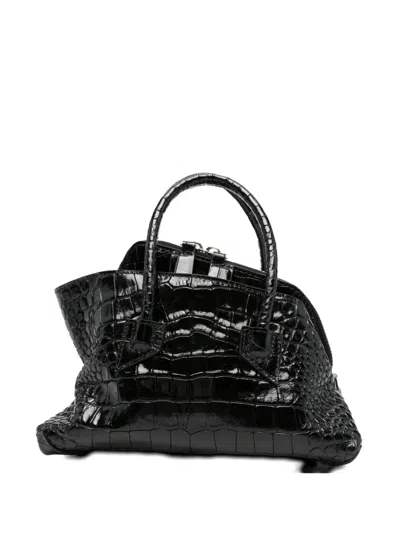 Attico La Passeggiata Mini Black Crocodile-print Leather Bag