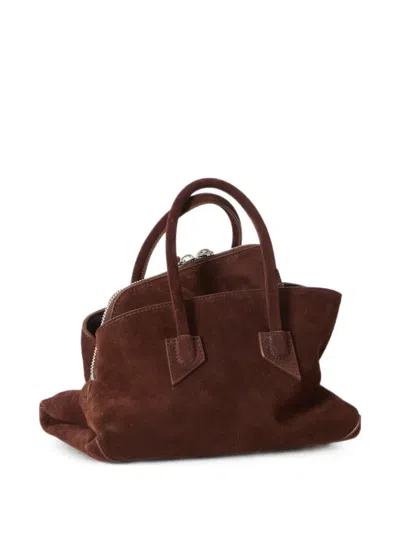 Attico Mini La Passeggiata Suede Tote Bag In Brown
