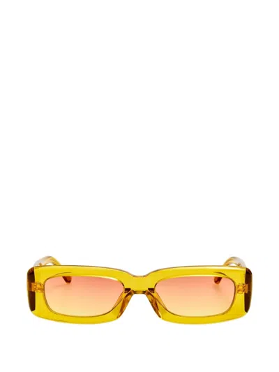 Attico Mini Marfa Rectangle-frame Sunglasses In Yellow