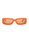 Attico Mini Marfa Rectangular Sunglasses In Orange