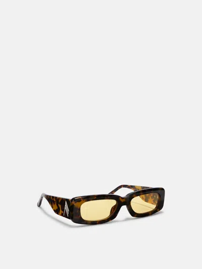 Attico ''mini Marfa'' Spotted T-shell, Silver And Yellow Sunglasses In Spotted T-shell/silver/yellow