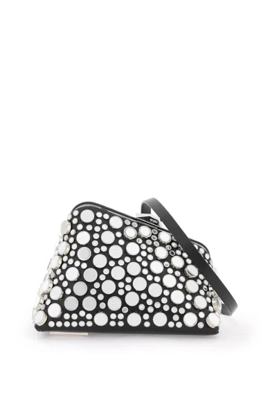 Attico Mini Midnight Clutch With Mirrored Studs In Argento