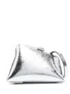 Attico Mini Midnight Leather Clutch Bag In Silver