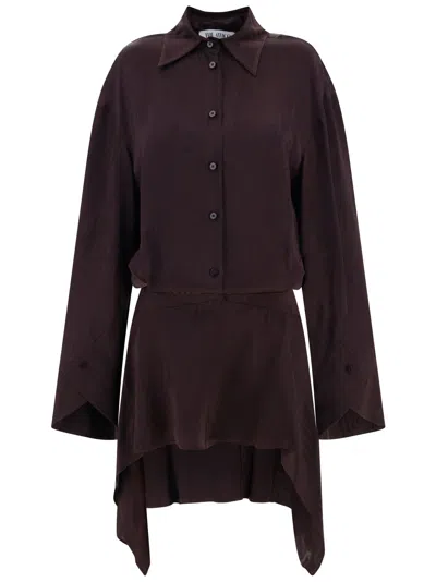 Attico Mini Mischia Dress In Dark Brown