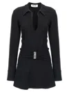 Attico Mini Dress With Deep V-neck In Black