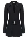 Attico Mini Dress With Deep V-neck In Black