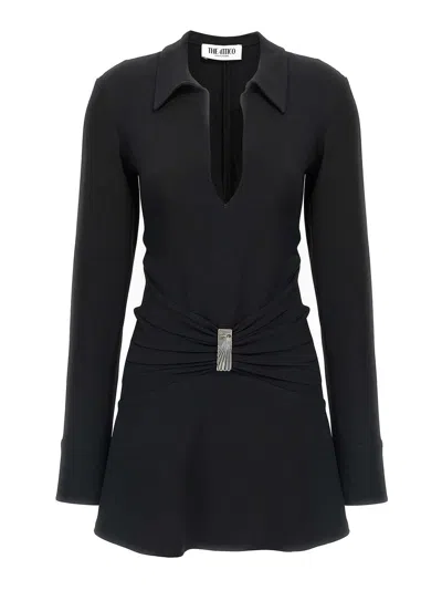 Attico Black Scoop-neck Mini Dress