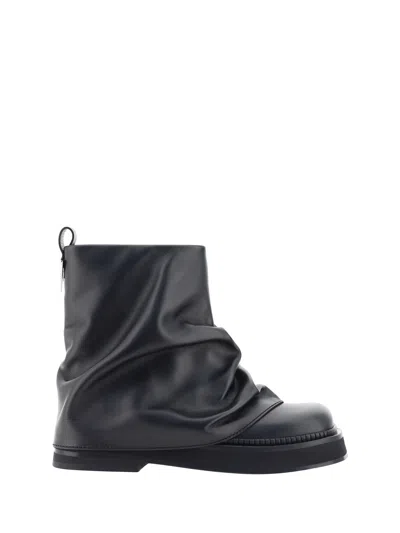 Attico Combat Mini Robin Black Leather Boot