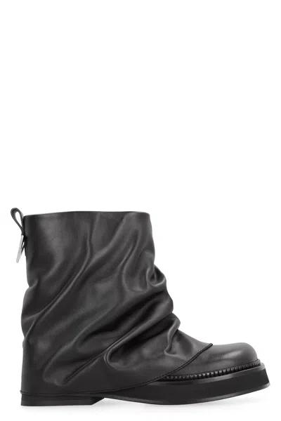 Attico The  'mini Robin' Black Ankle Boots With Logo Plaque On The Rear And Pull-tab At The Heel In L