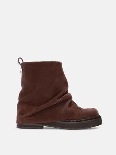 Attico 30mm Mini Robin Suede Combat Boots In Brown