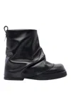 Attico 'mini Robin' Black Ankle Boots With Logo Plaque On The Rear And Pull-tab At The Heel In Negro