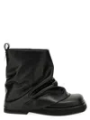 Attico Solid Color Leather Boots With Squared Toe