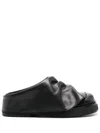 Attico Black Leather Mules In Black