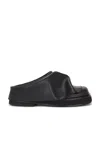 Attico Black Leather Mules In Black
