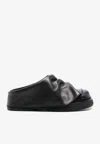 Attico Black Leather Mules In Black