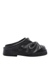 Attico Black Leather Mules In Negro