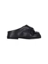 Attico Black Leather Mules In Black