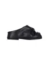 Attico Black Leather Mules In Black  