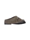 Attico 'square Toe Suede Finish Flat Sole Loafers' In Taupe