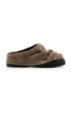 Attico 'square Toe Suede Finish Flat Sole Loafers' In Taupe