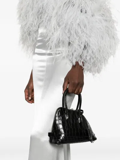 Attico Mini Sant Ambroeus Croc-effect Tote Bag In Black