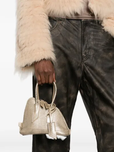 Attico Mini Sant Ambroeus Snakeskin-effect Asymmetric Tote Bag In Gold