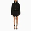 Attico Black Satin Mini Dress With All Over Logo In Black