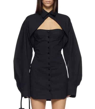 ATTICO MINI SHIRT DRESS IN BLACK