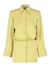 Attico Mini Shirt Dress In Yellow