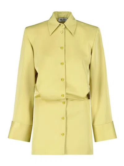Attico Mini Shirt Dress In Yellow