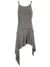 Attico Mini Skater Spaghetti Strap Dress Jersey Dresses Grey
