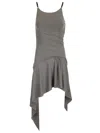 Attico Asymmetric Jersey Minidress In Grey