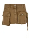 Attico 'fay' Beige Mini-skirt With Oversized Cargo Pockets In Beige
