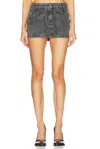 Attico Gray High-waisted Slim Fit Denim Mini Skirt In Black