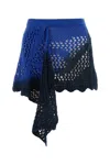 Attico Draped-detail Knitted Skirt In Bluelightgrey