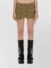 Attico 'fay' Beige Mini-skirt With Oversized Cargo Pockets