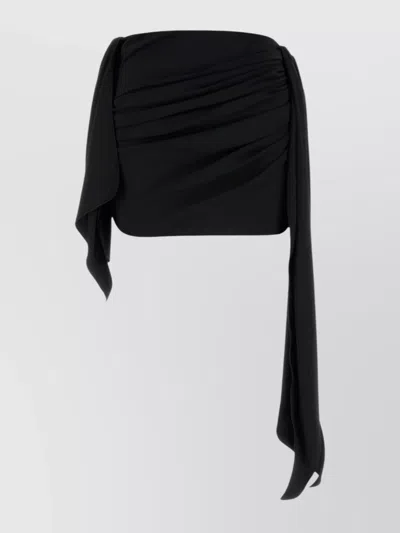 Attico Mini Skirt With Asymmetric Hem And Draped Design In Black